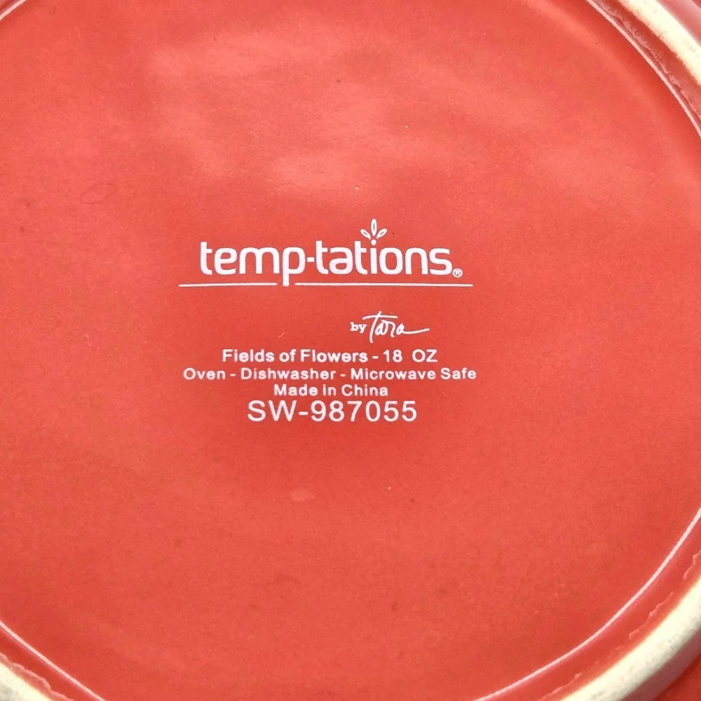 Temp-tations by Tara - Field of Flowers  - ORANGE  Rimmed Soup‎ Bowl  -  18 oz.